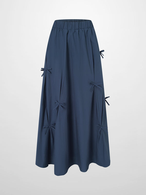 Scattered Bow Full Skirt-Navy