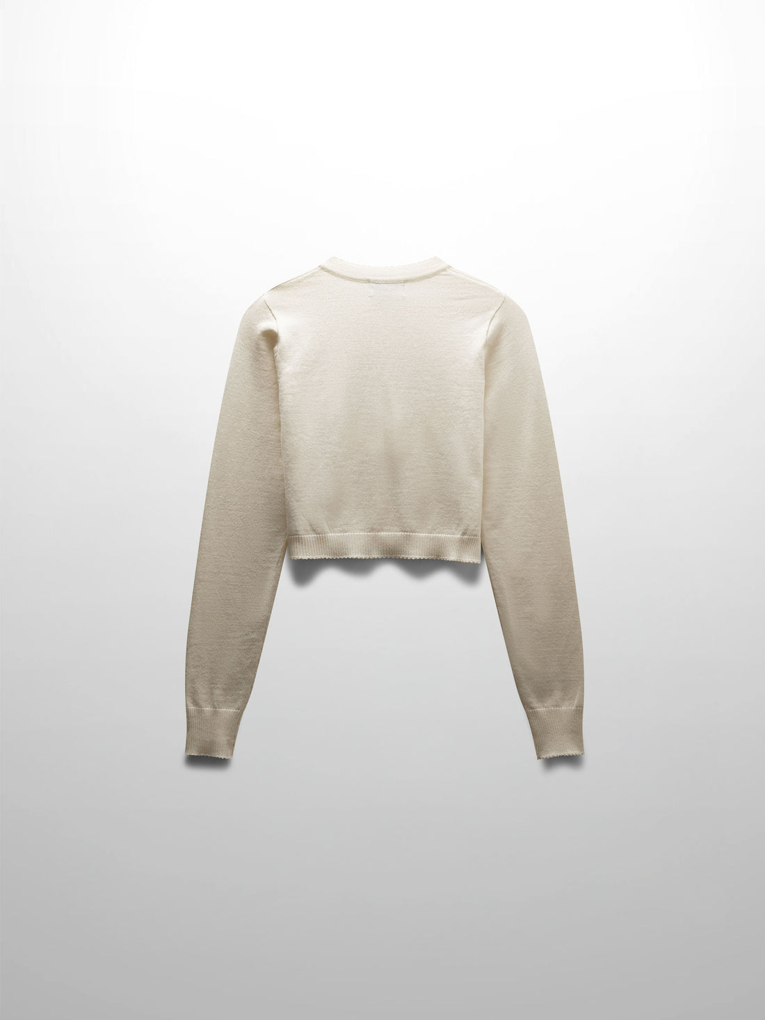 Trim Detail Crew Crop Cardigan-Cream