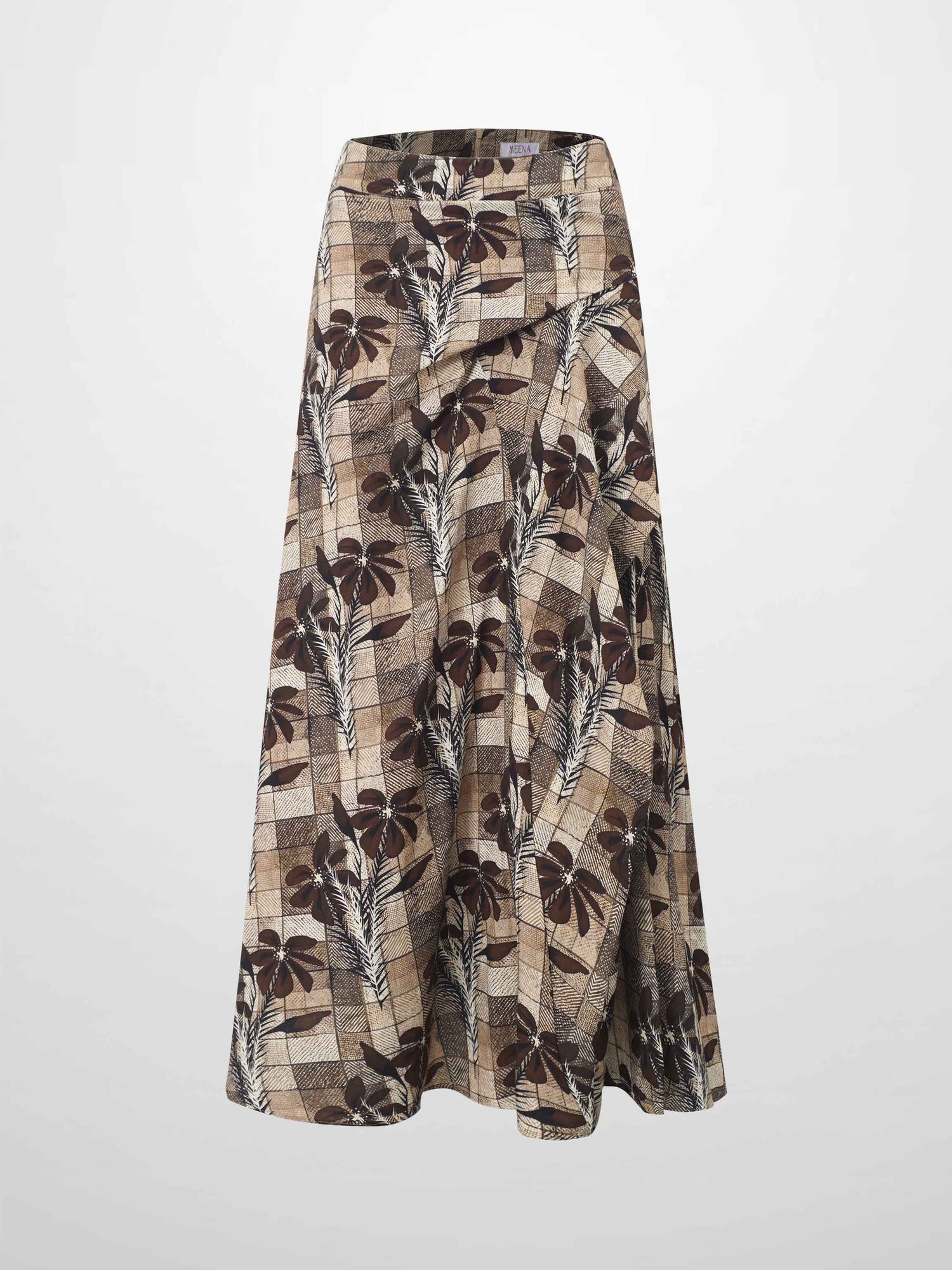 Side Overlay Skirt - Brown Plaid