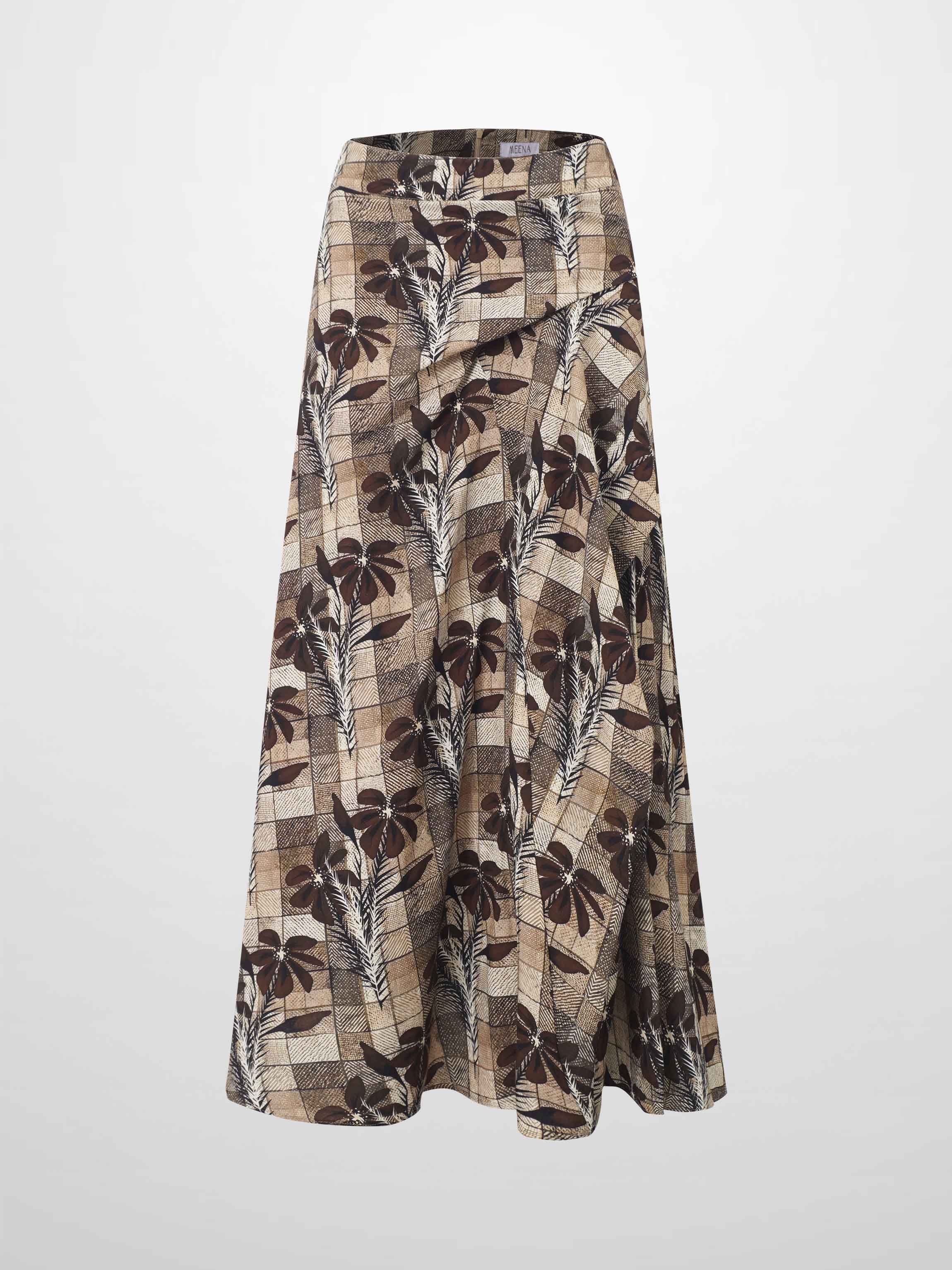 Side Overlay Skirt - Brown Plaid