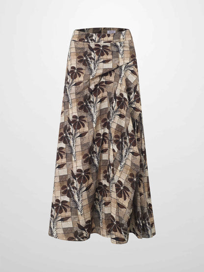 Side Overlay Skirt - Brown Plaid