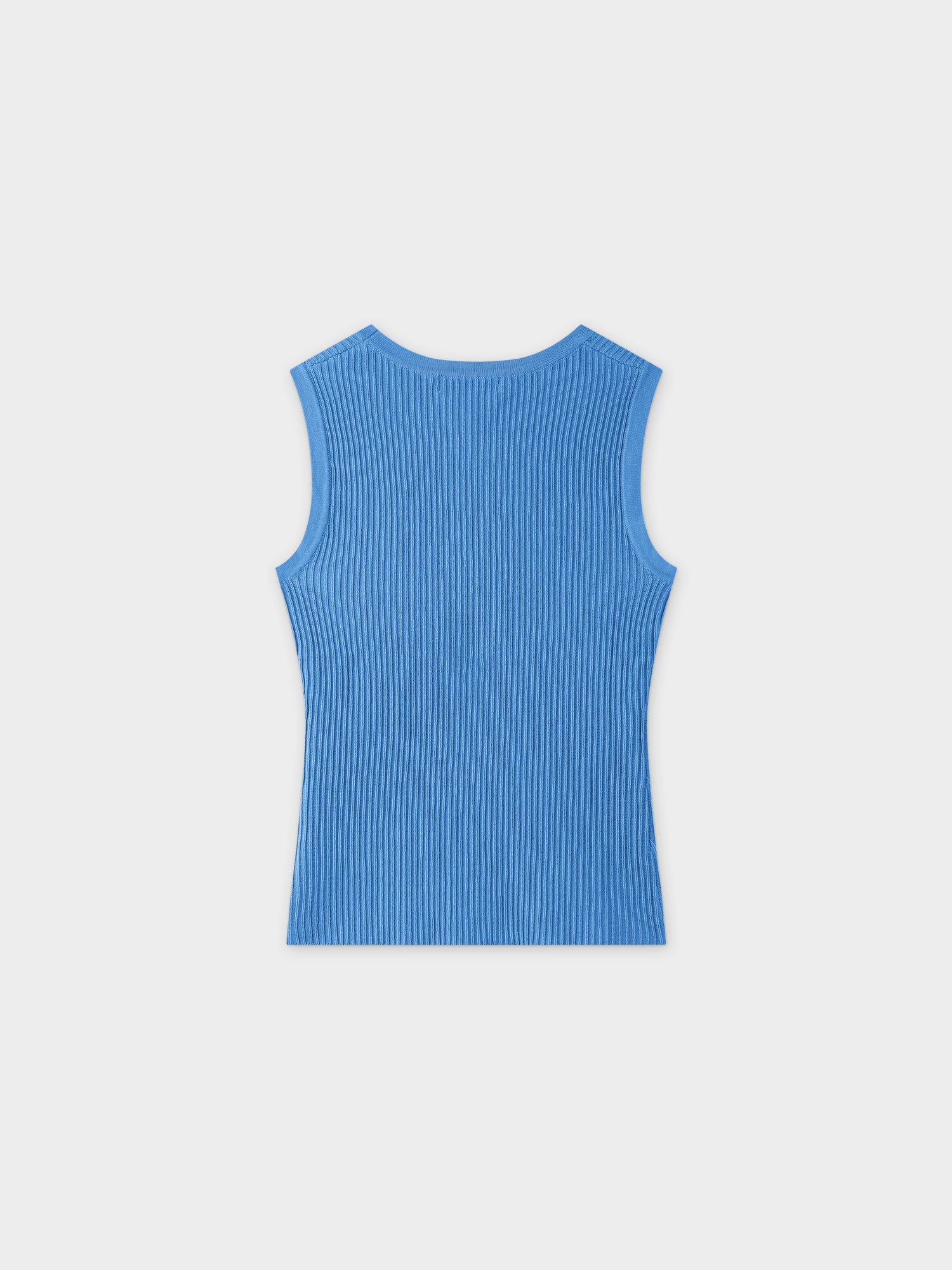 Sleeveless Ribbed Crew-Blue