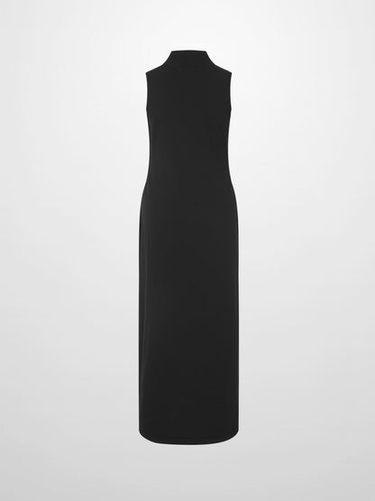 Mock Neck Sleeveless Dress - Black