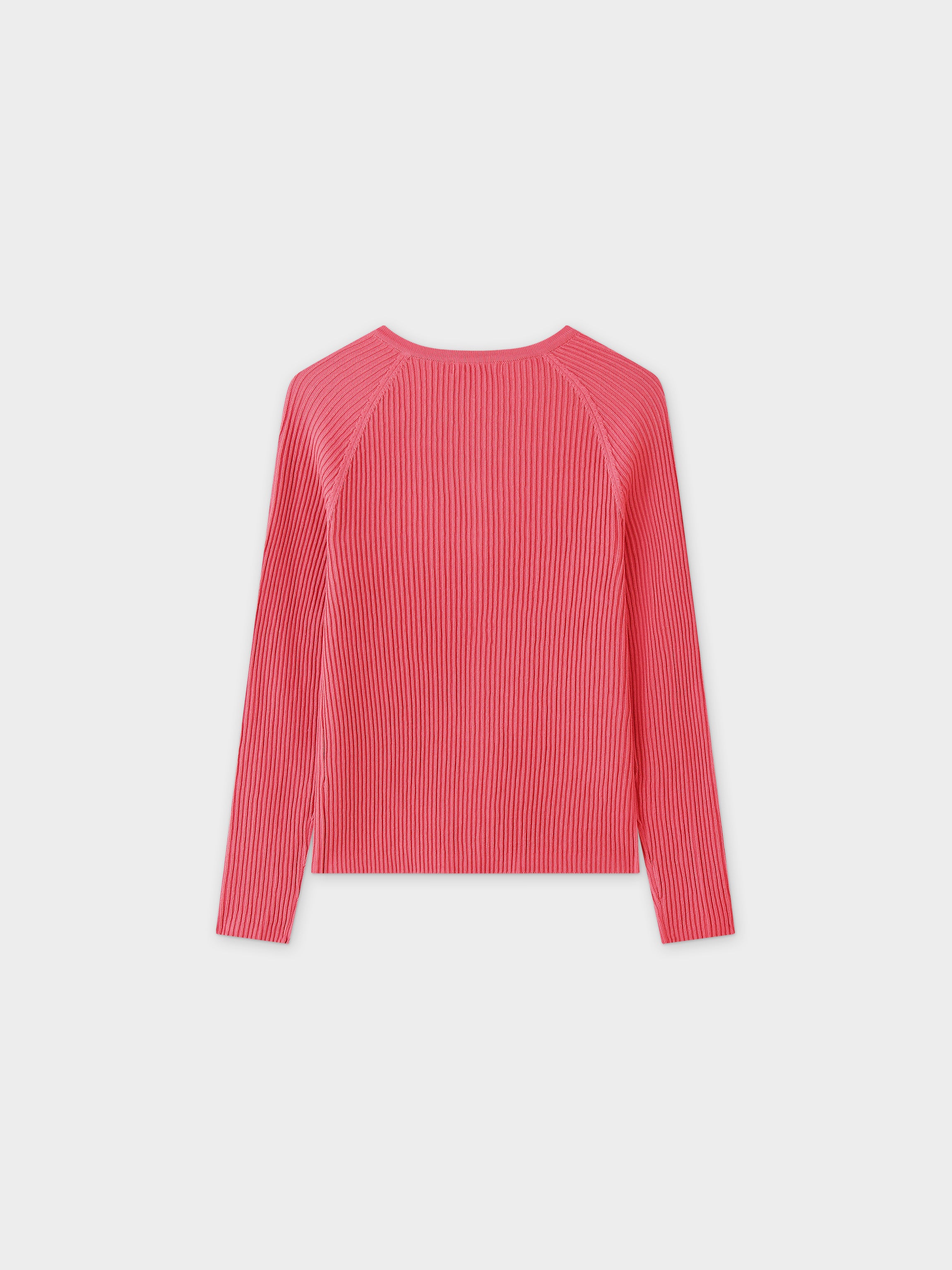 Ribbed Knit Cardigan-Coral