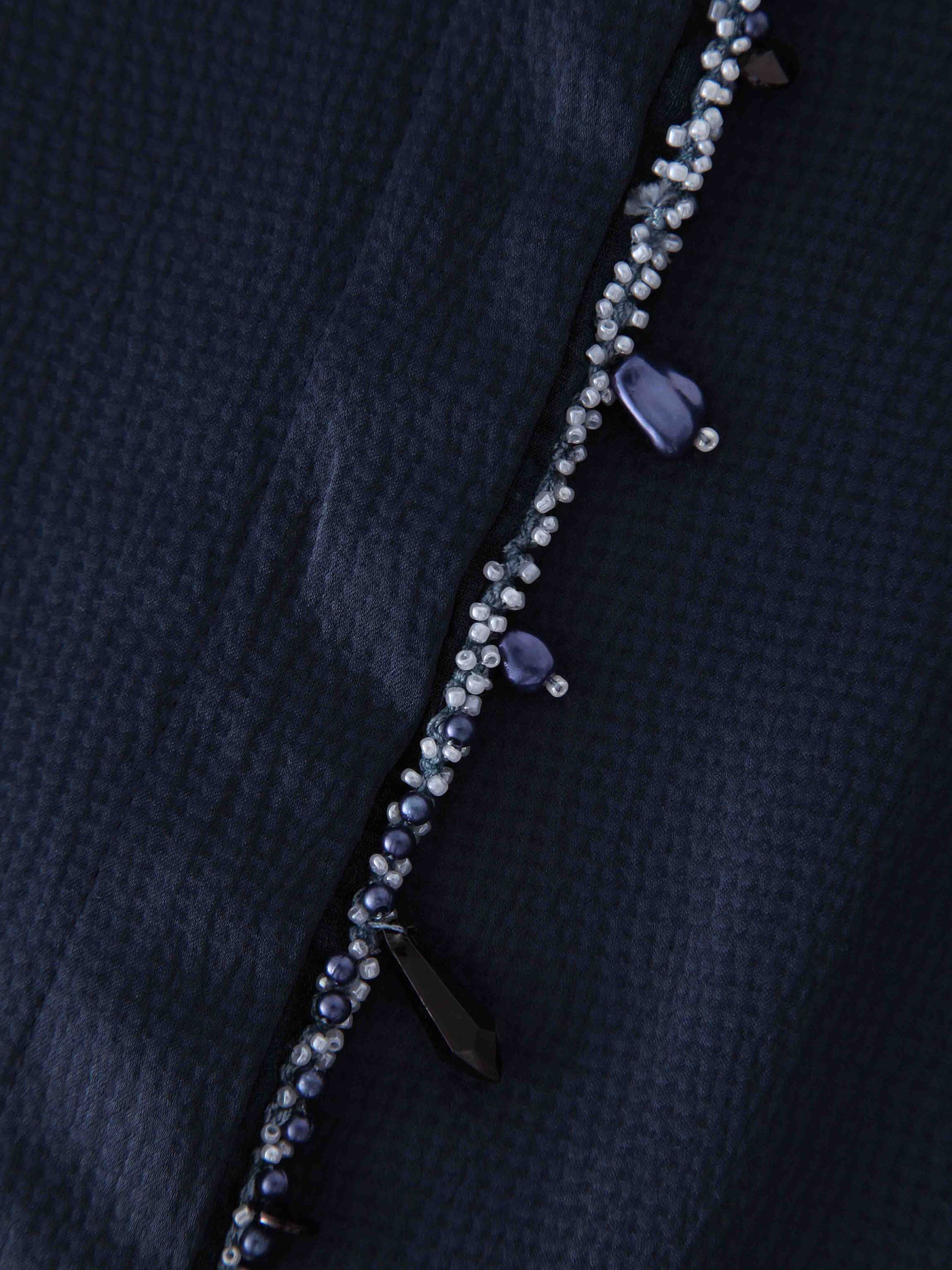 Beaded Trim Blouse-Navy