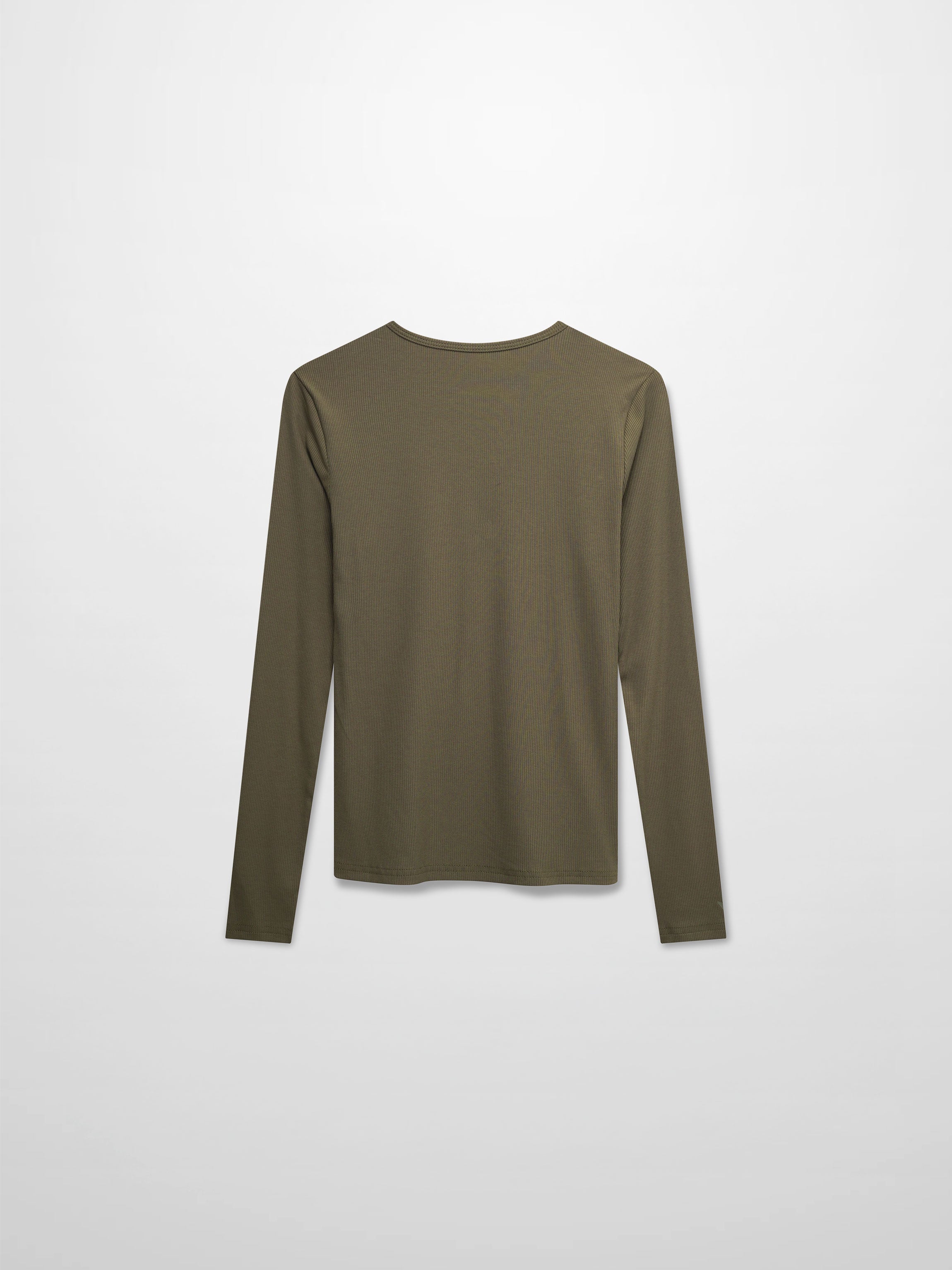 Soft Ribbed High V Tee-Olive Green