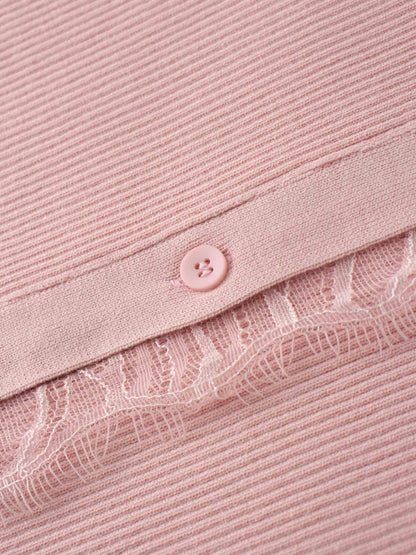 Lace Trimmed Sweater-Blush