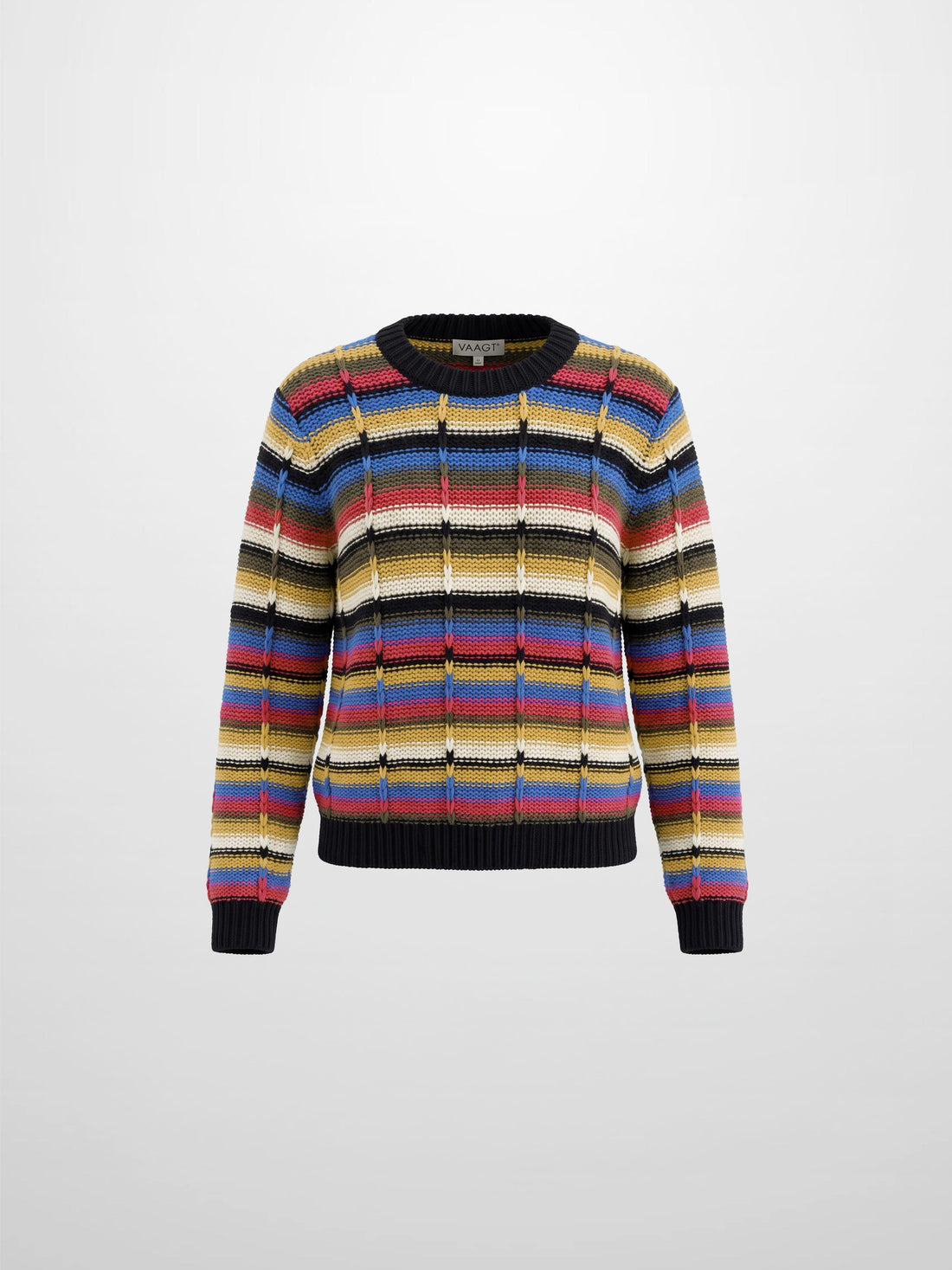 Overstitch Detail Striped Sweater - Bright Stripes