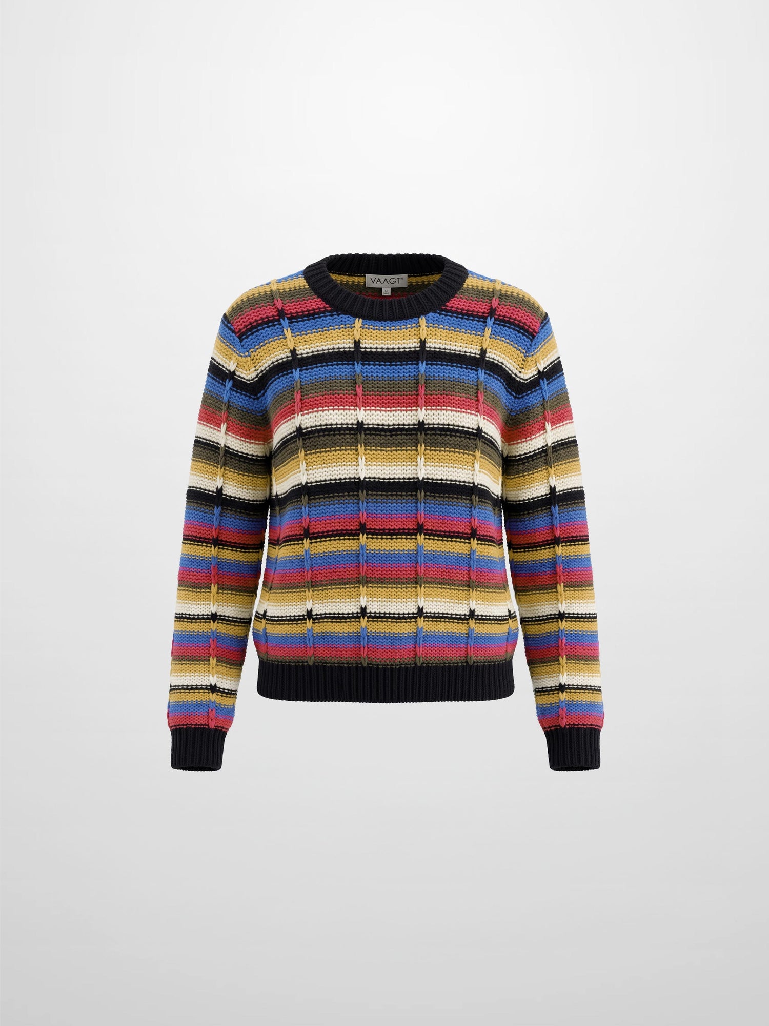 Overstitch Detail Striped Sweater - Bright Stripes