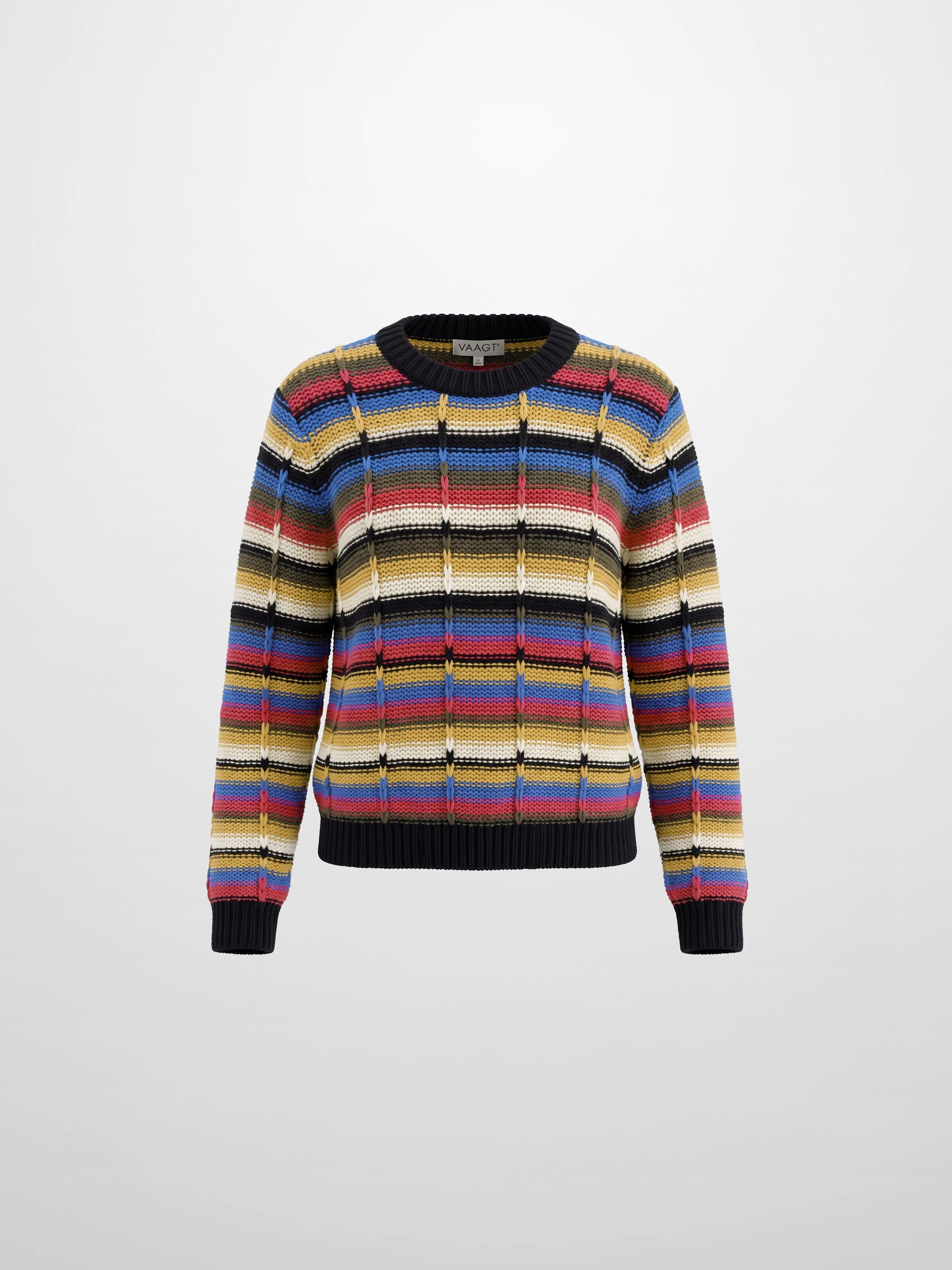 Overstitch Detail Striped Sweater - Bright Stripes