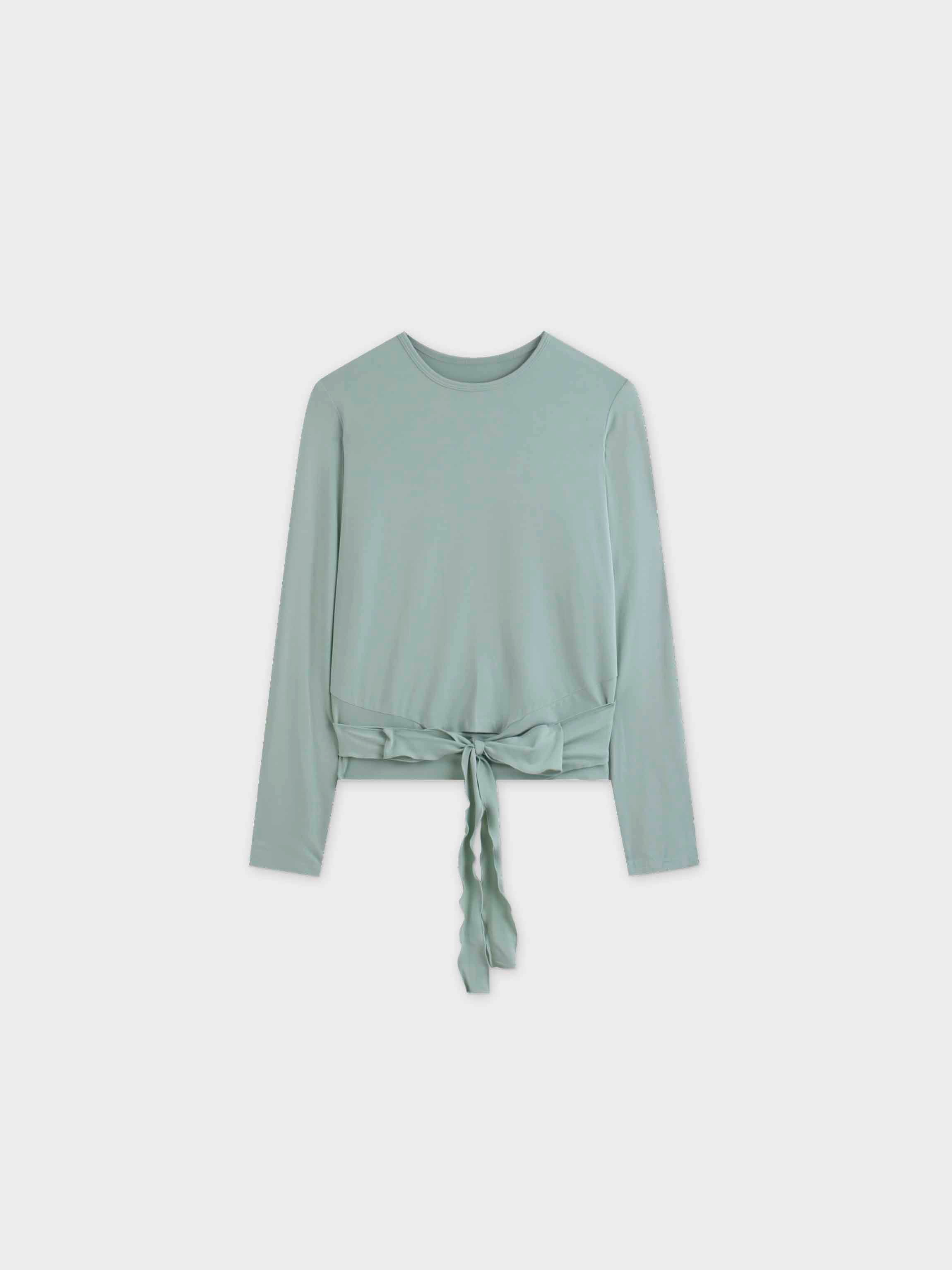 Wrap Tie Tee-Sage