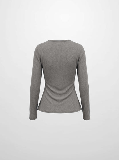 Bottom Crossover Knit Top - Grey
