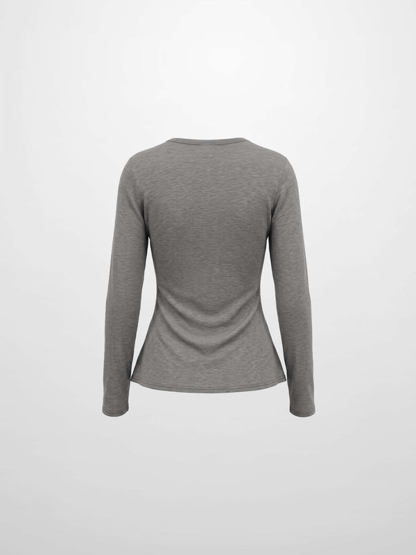 Bottom Crossover Knit Top - Grey