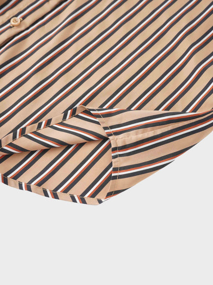 Striped Cotton Blouse-Tan Stripe