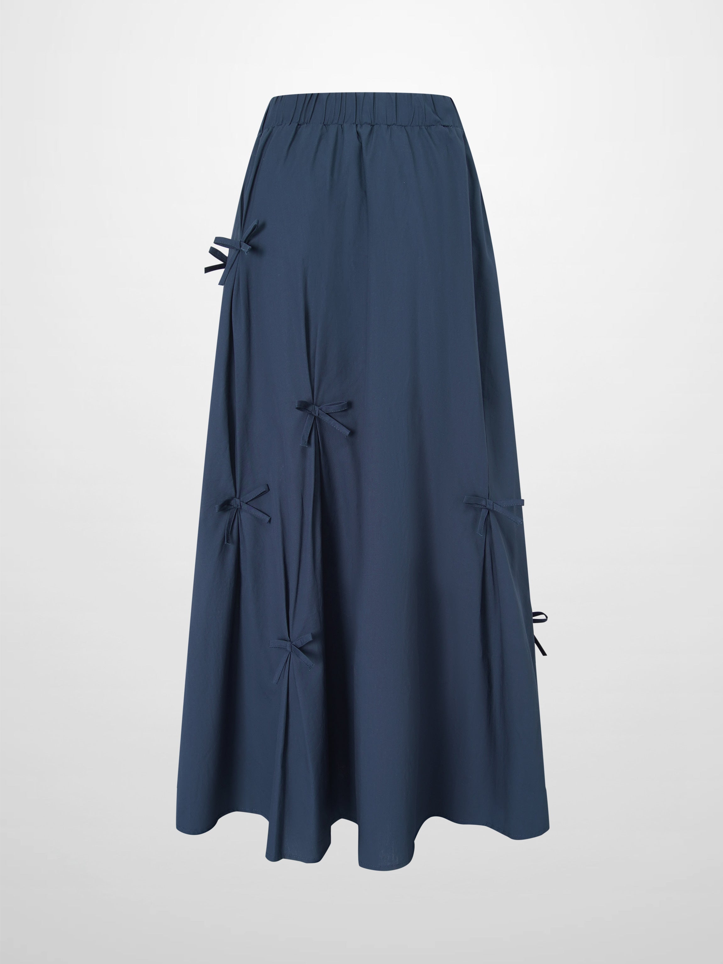 Scattered Bow Full Skirt-Navy