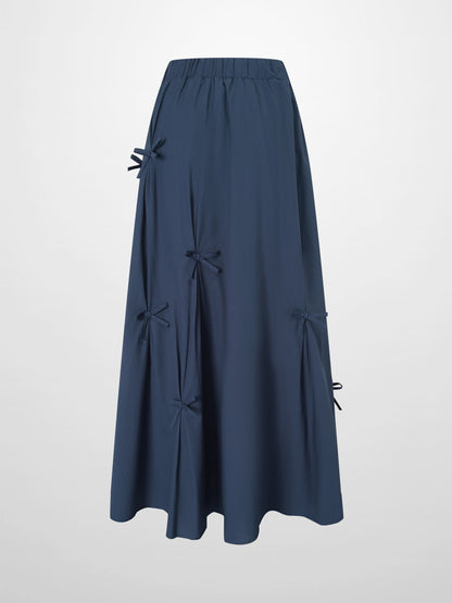 Scattered Bow Full Skirt-Navy