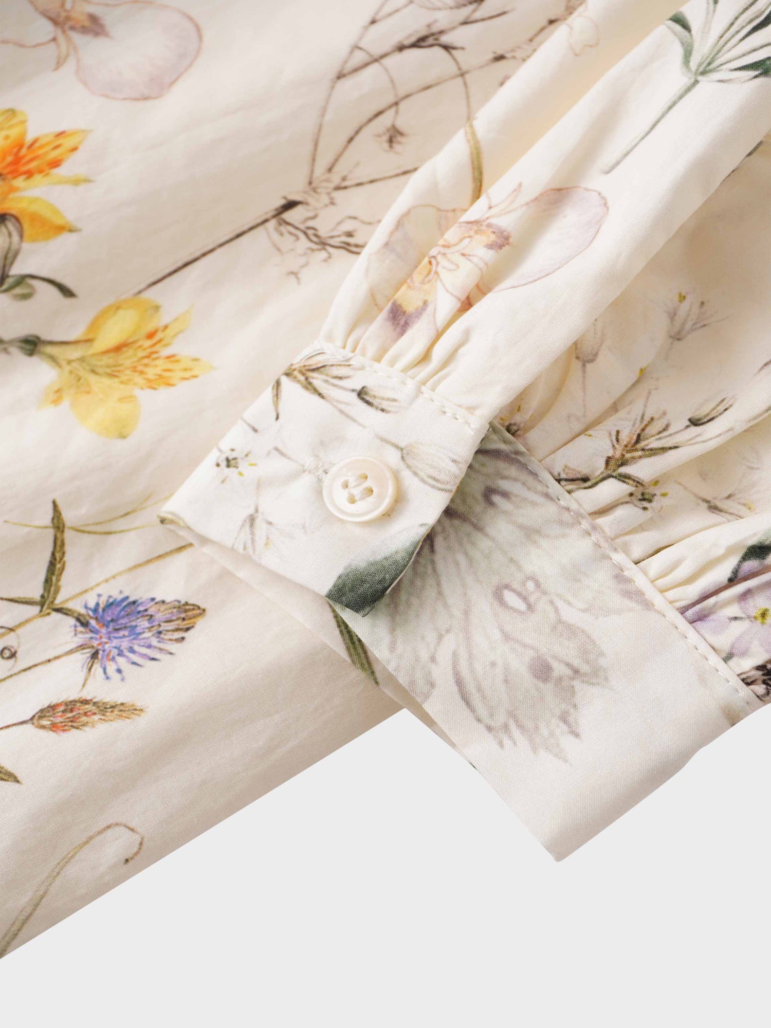 High V Puff Sleeve Top-Antique Floral