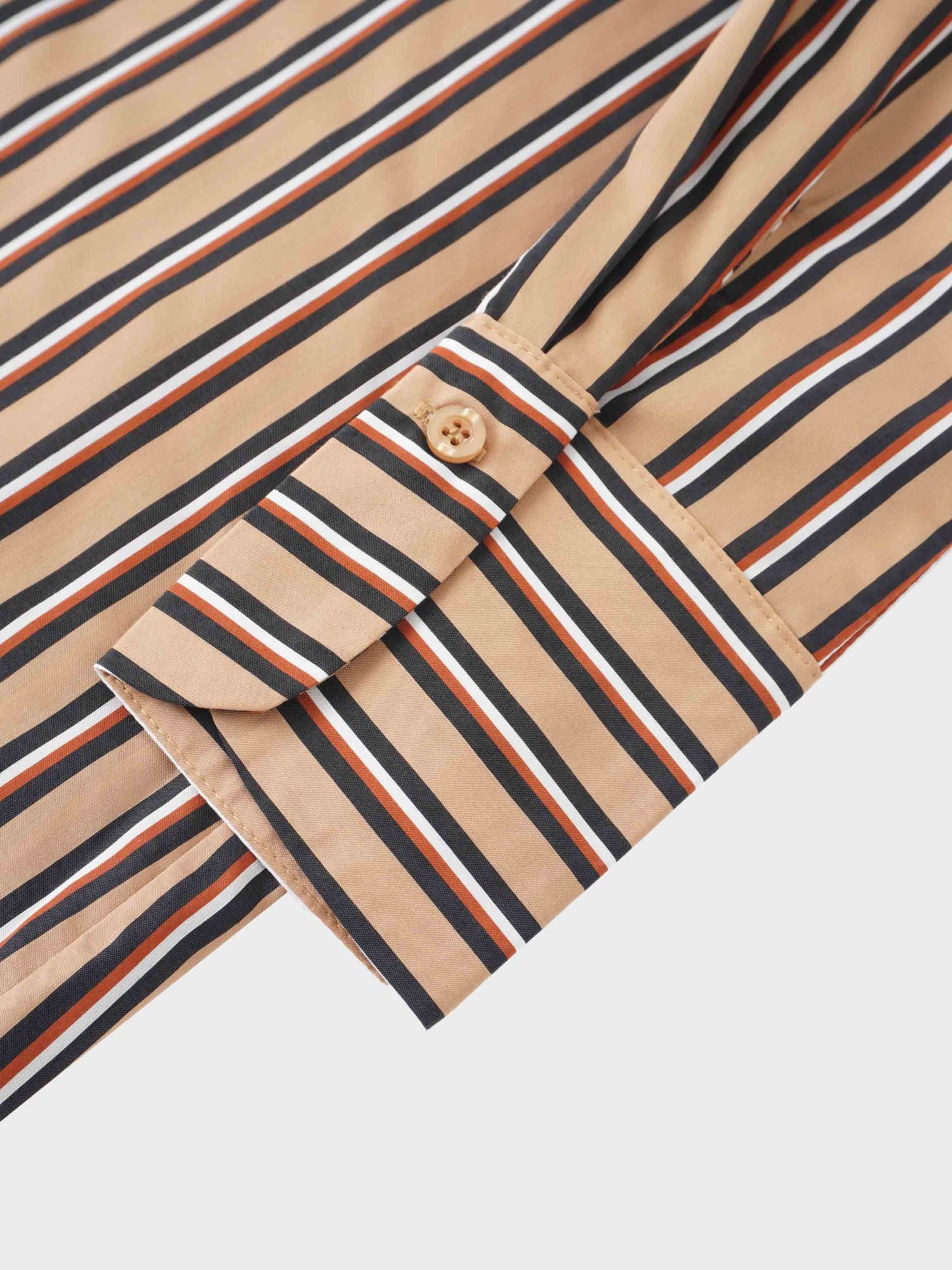 Striped Cotton Blouse-Tan Stripe