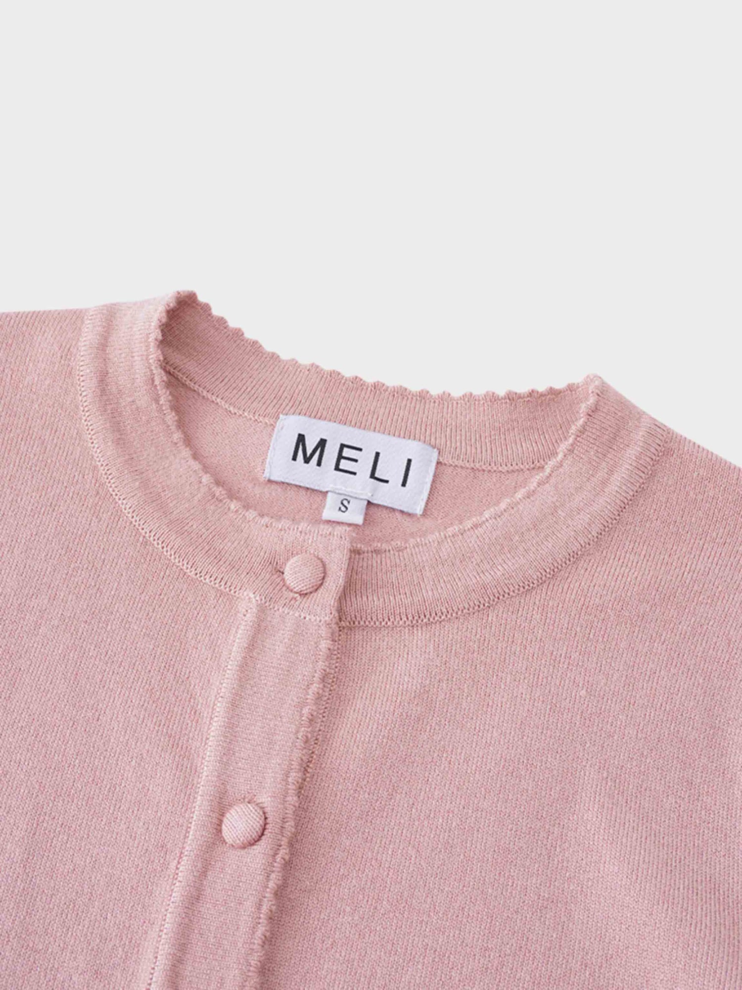 Trim Detail Crew Crop Cardigan-Pink