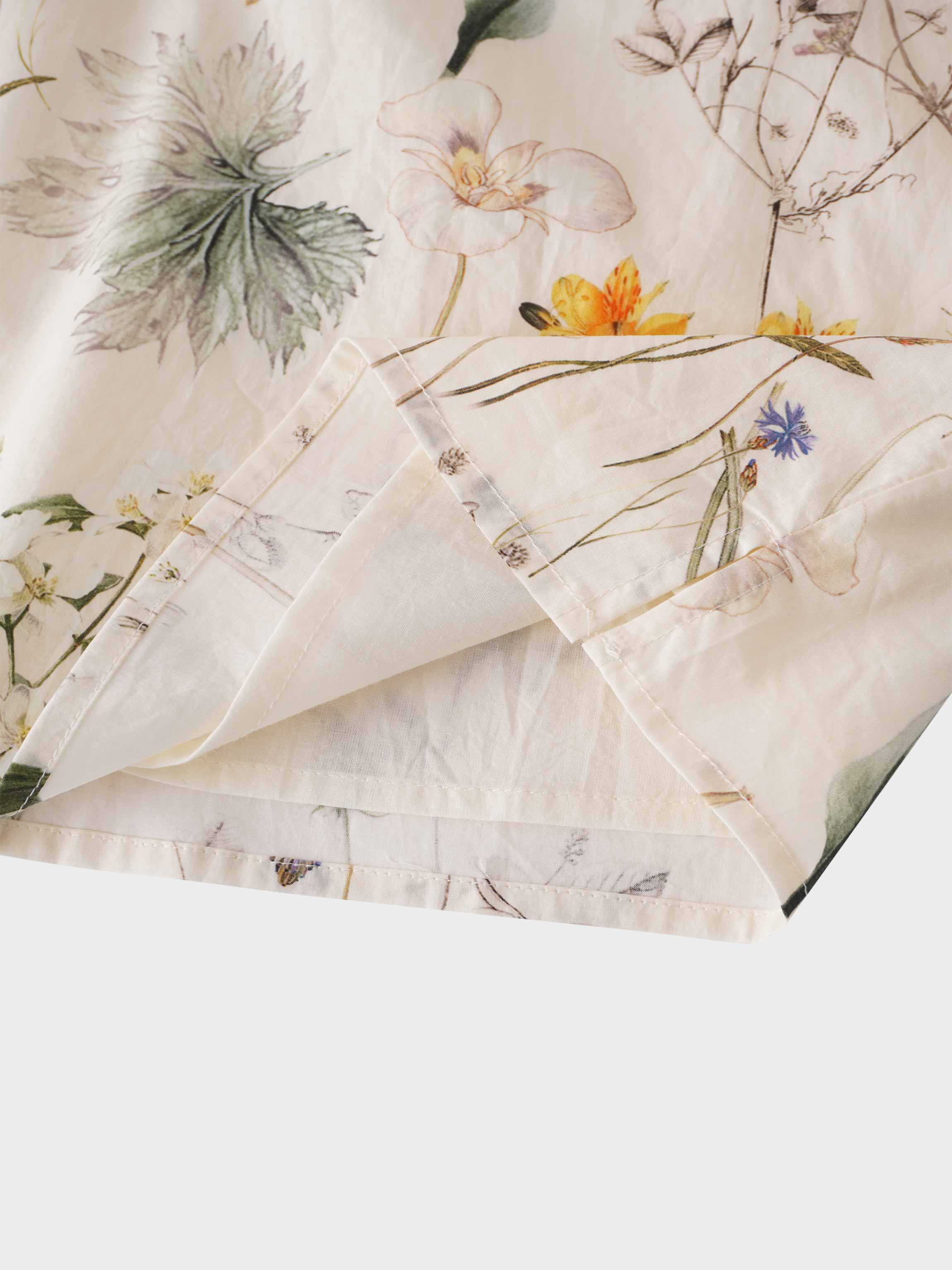 High V Puff Sleeve Top-Antique Floral