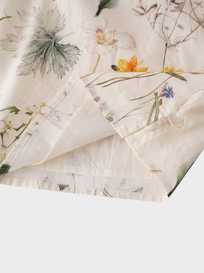 High V Puff Sleeve Top-Vintage Floral
