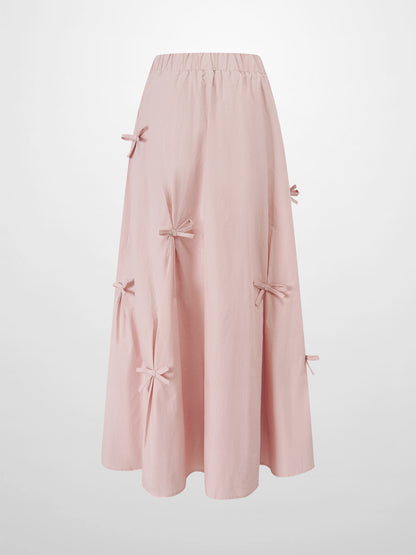 Scattered Bow Full Skirt-Pink