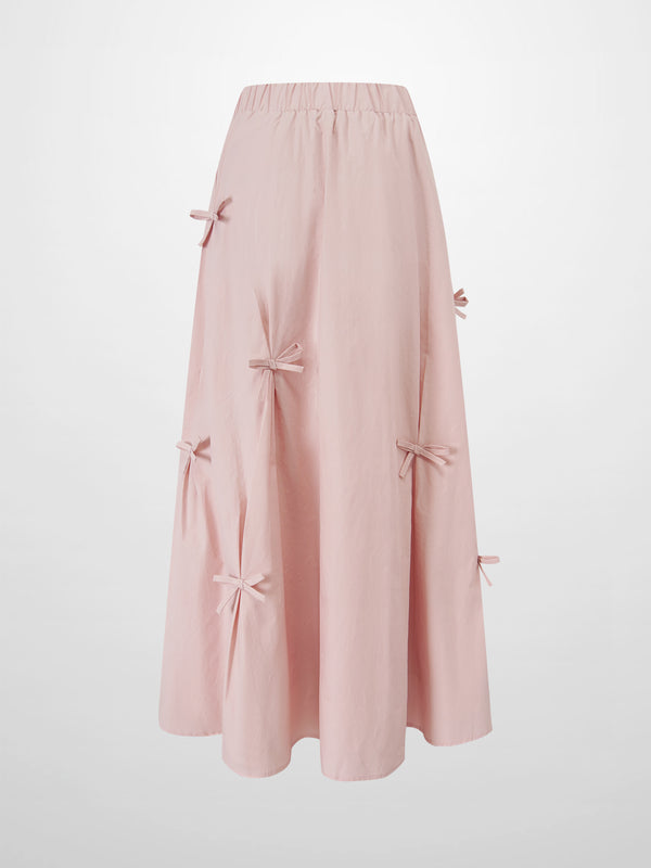 Scattered Bow Full Skirt-Pink