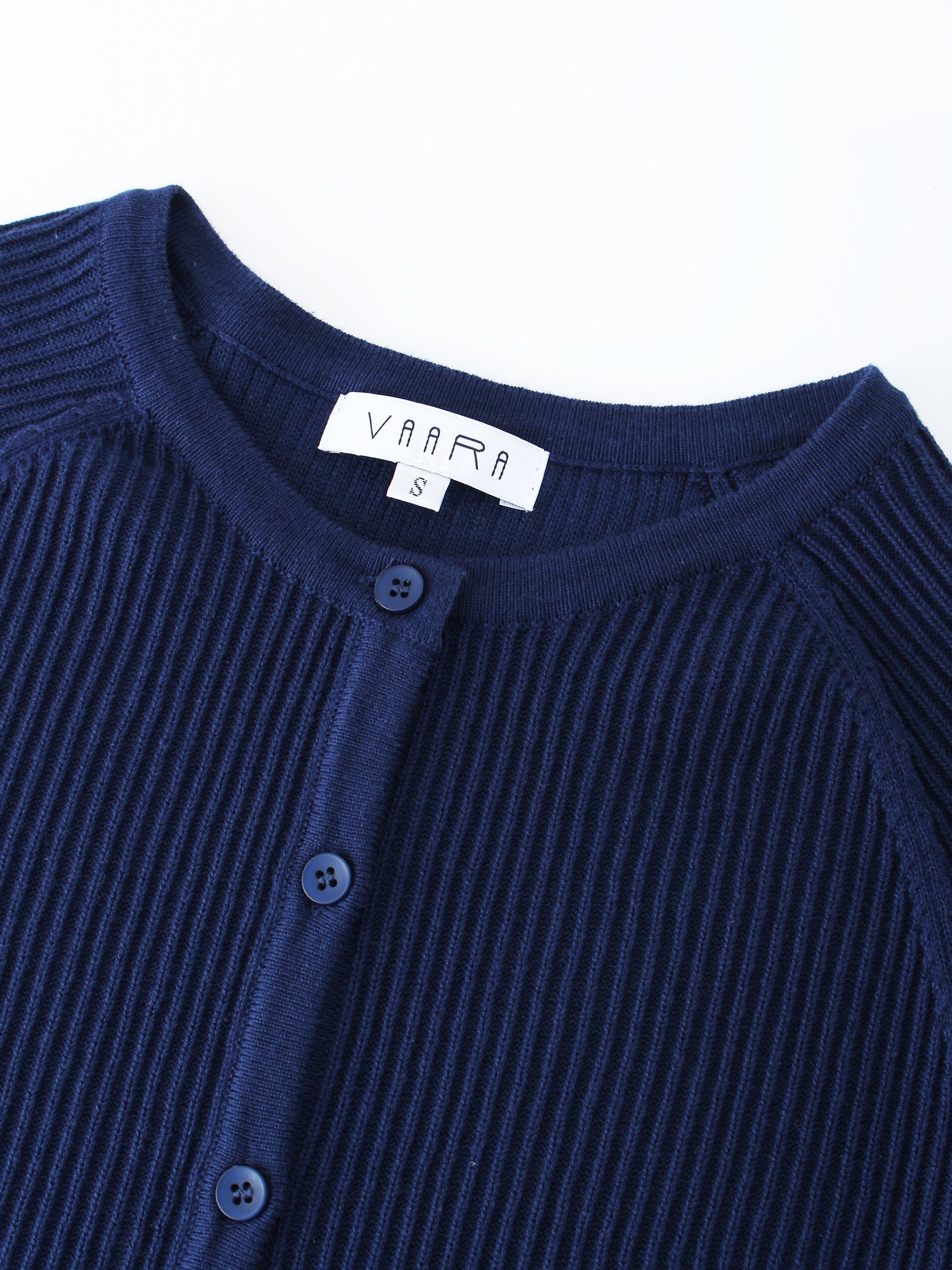 Ribbed Knit Cardigan-Navy