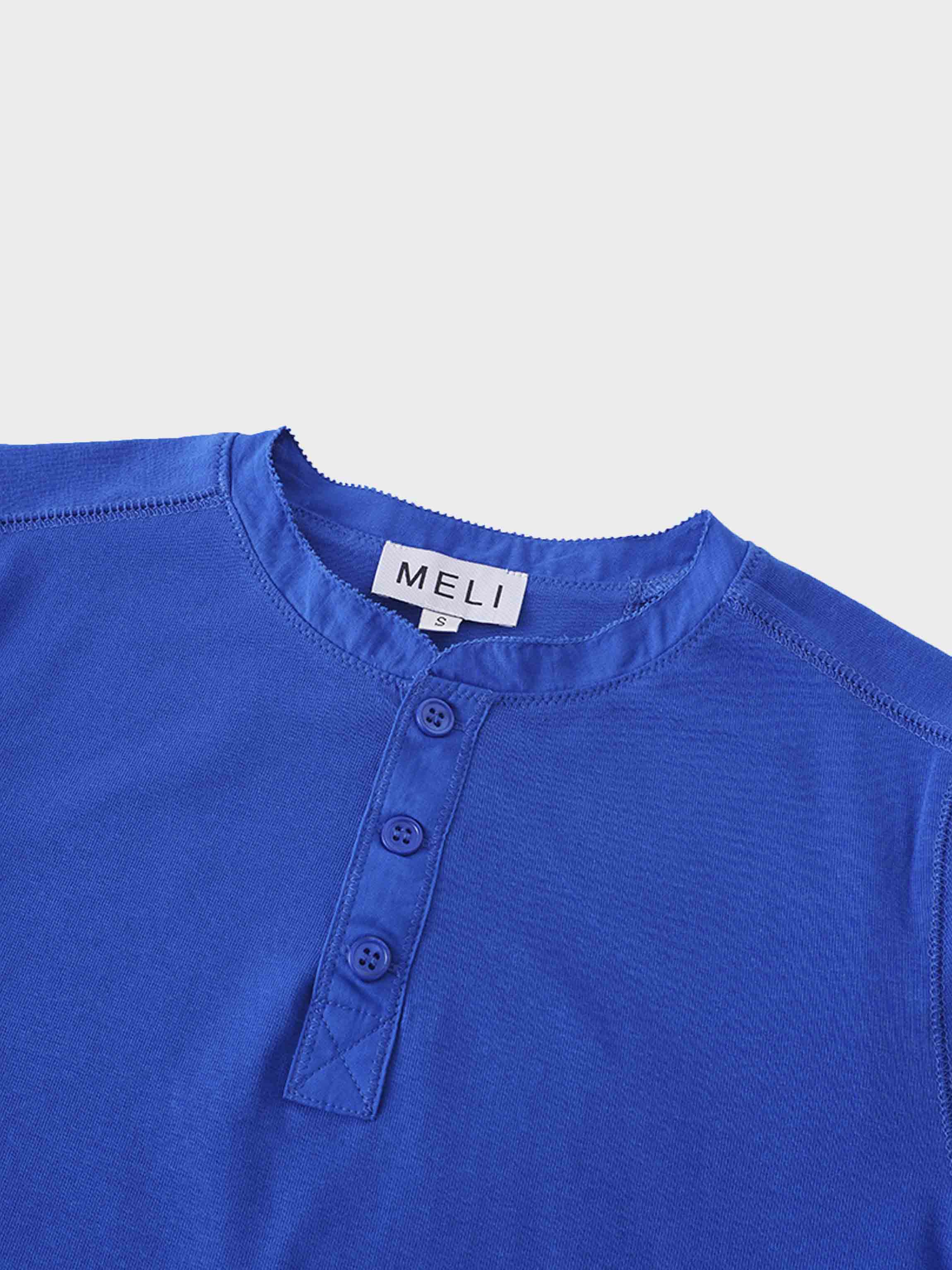 Trim Detail Henley-Cobalt Blue