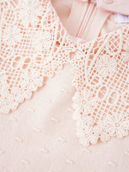 Crew Neck Pebbled Sweater-Pink