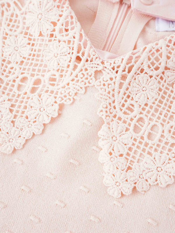 Crew Neck Pebbled Sweater-Pink