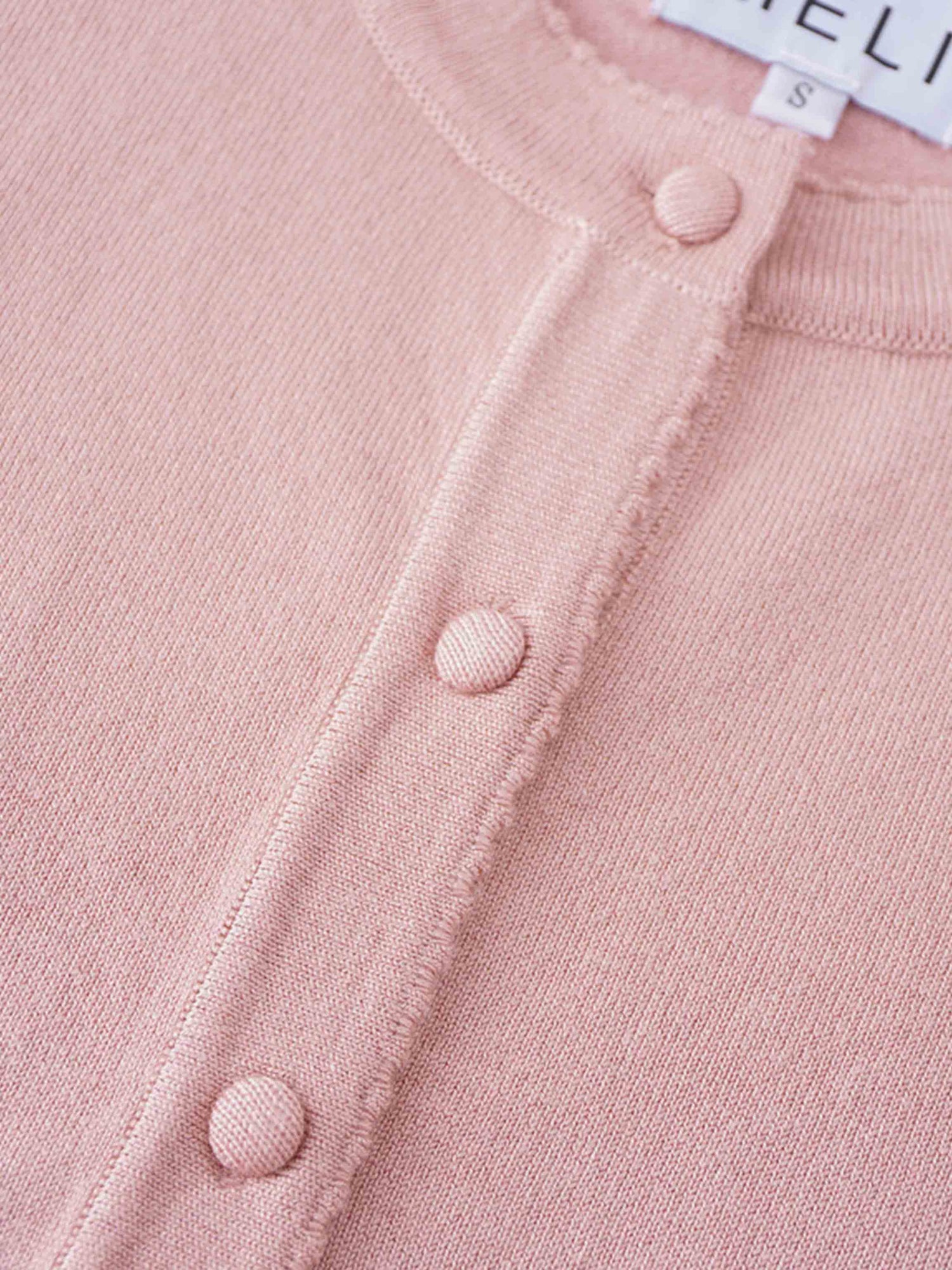 Trim Detail Crew Crop Cardigan-Pink