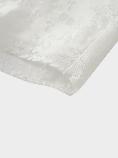 Puff Sleeve Lace Burnout-White
