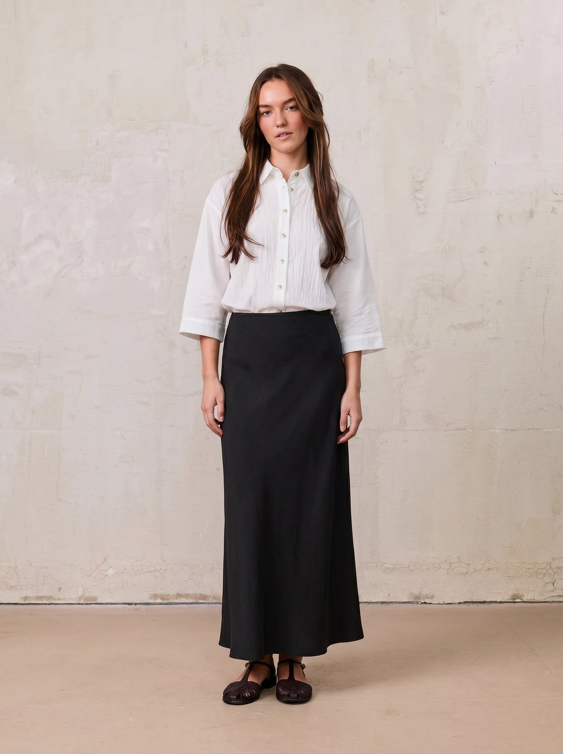 Crinkle Skirt 37"-Black