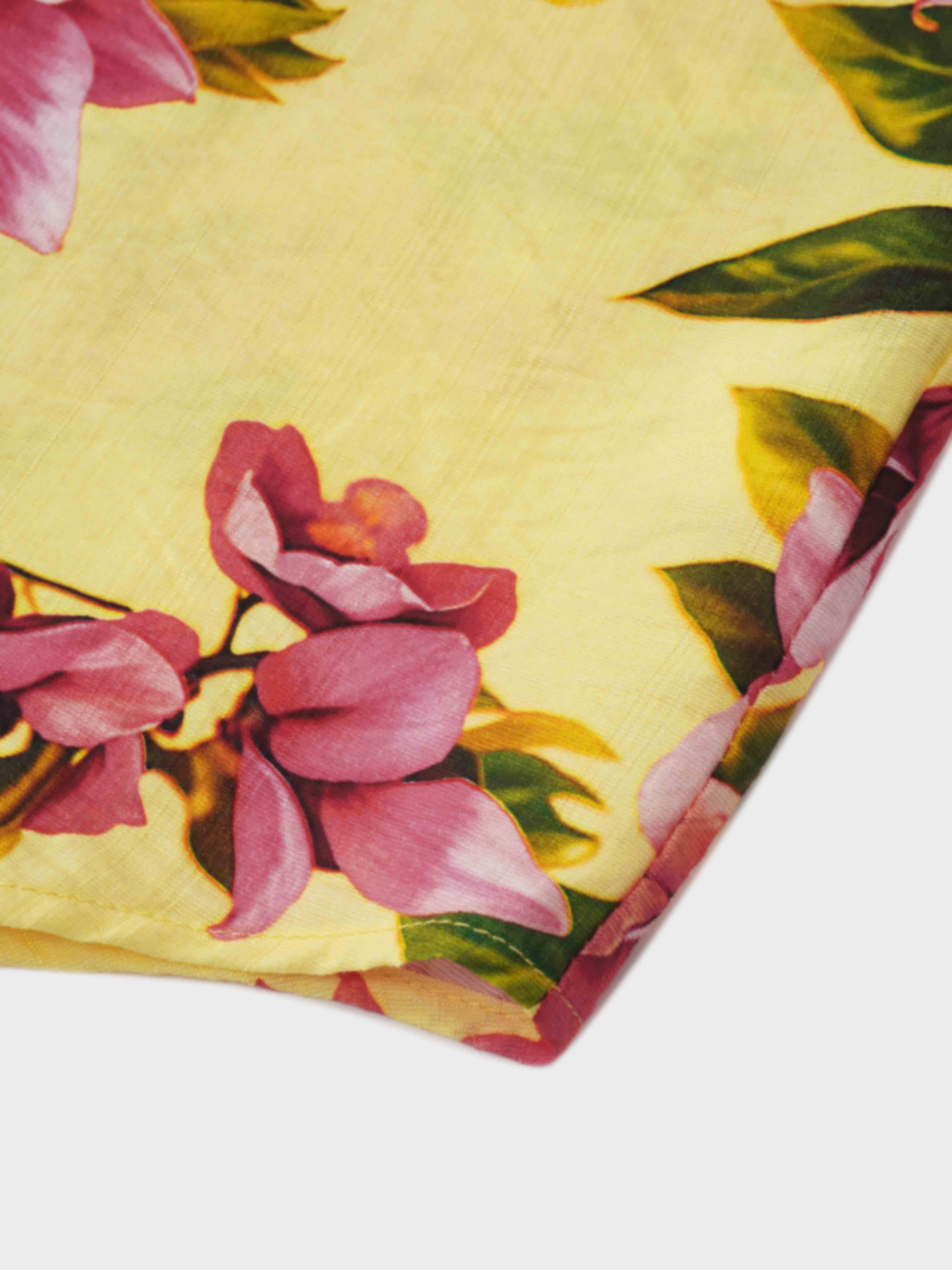 Puff Sleeve Button Down Blouse-Bold Flowers