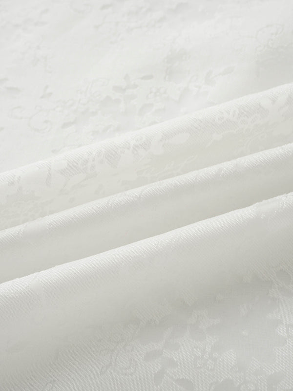 Puff Sleeve Lace Burnout-White