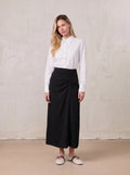 SIDE RUCHED SKIRT-BLACK