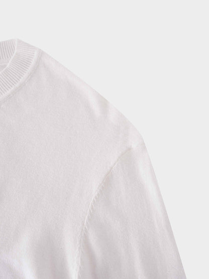 High V Lightweight Sweater-White
