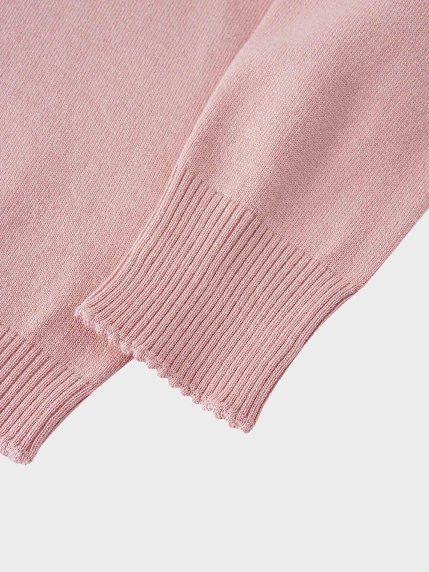 Trim Detail Crew Crop Cardigan-Pink