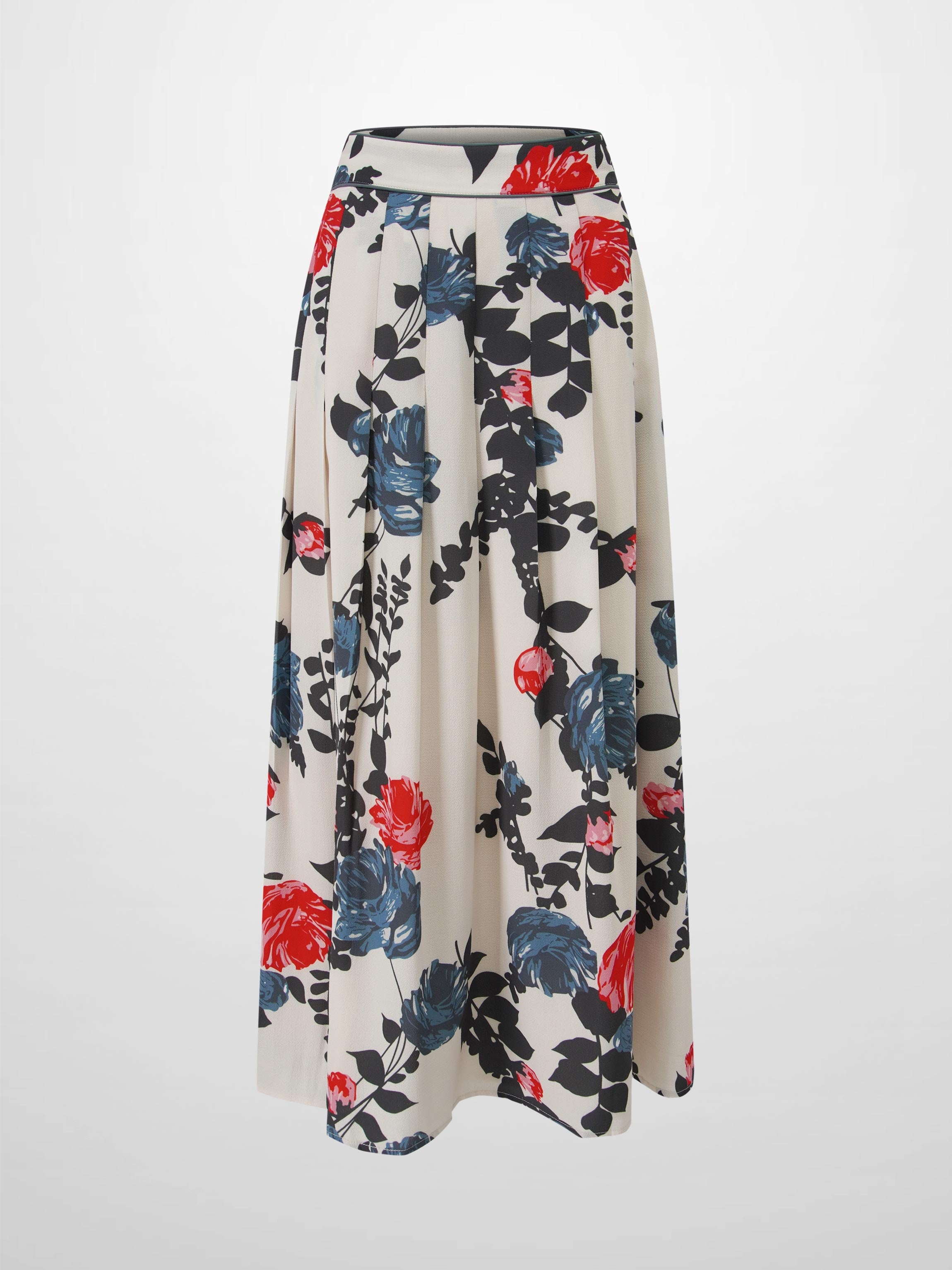 Printed Stitched Pleated Skirt-Floral