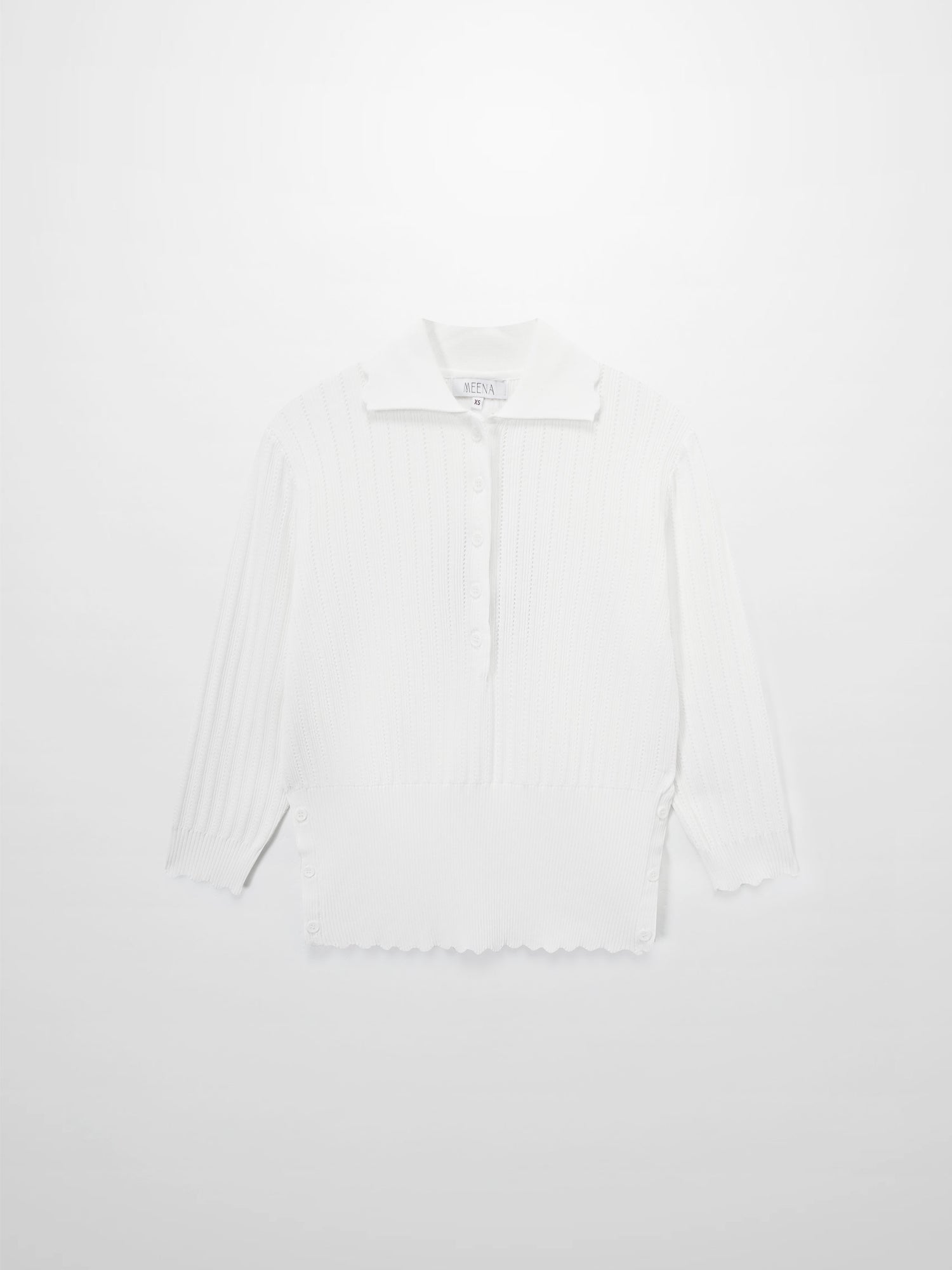 Wide Band Pointelle Sweater-White