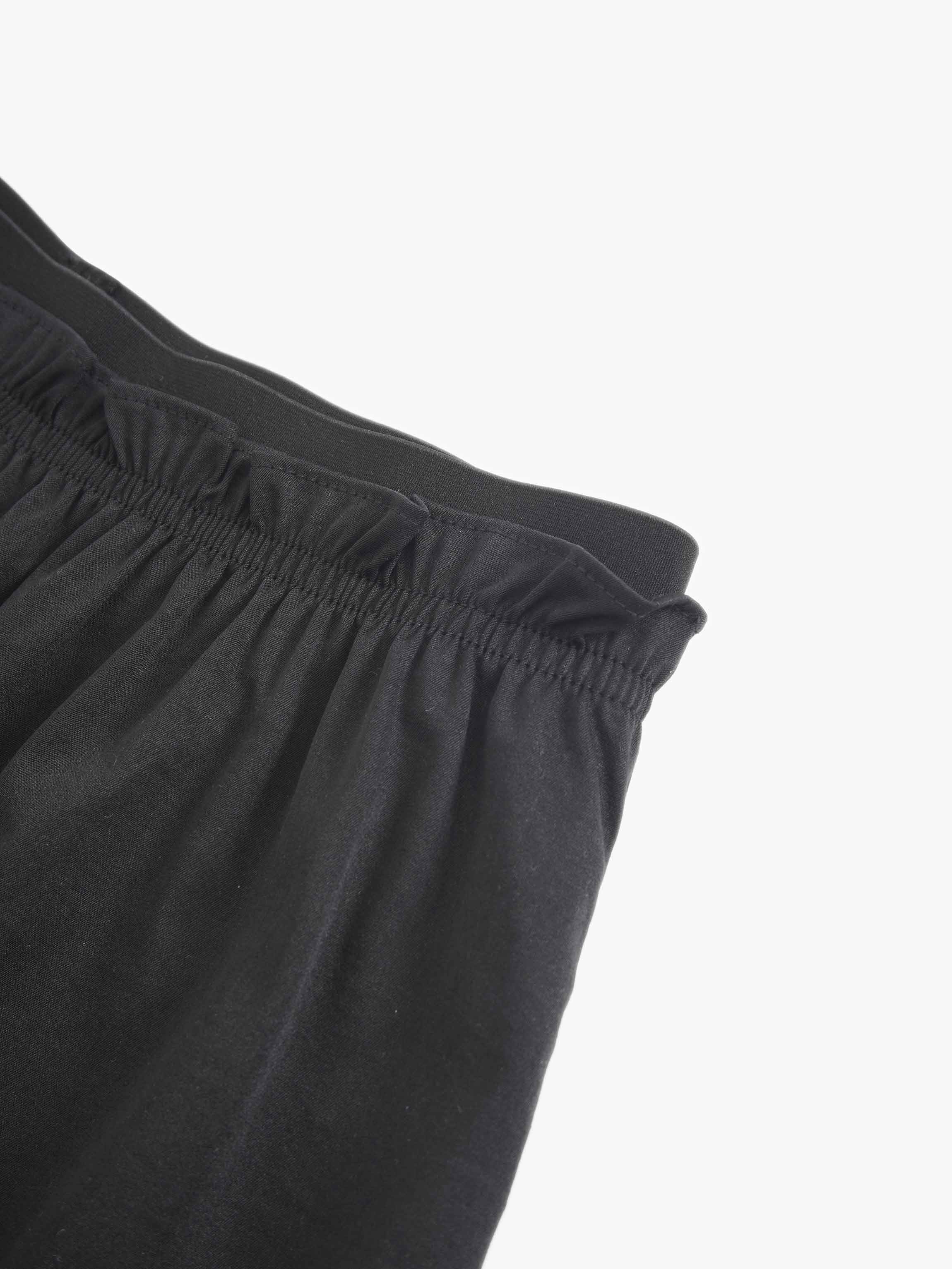 Elastic Waist Ruffle Skirt-Black