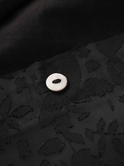 Puff Sleeve Lace Burnout-Black