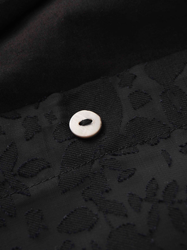 Puff Sleeve Lace Burnout-Black