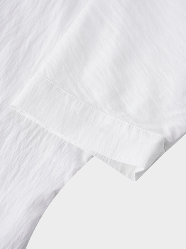 Boxy Dolman Sleeve Crinkle Blouse-White