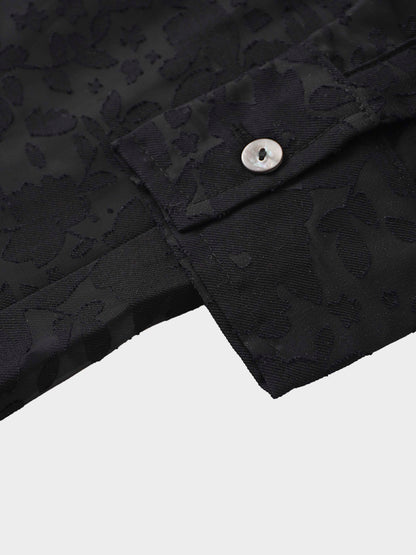 Puff Sleeve Lace Burnout-Black