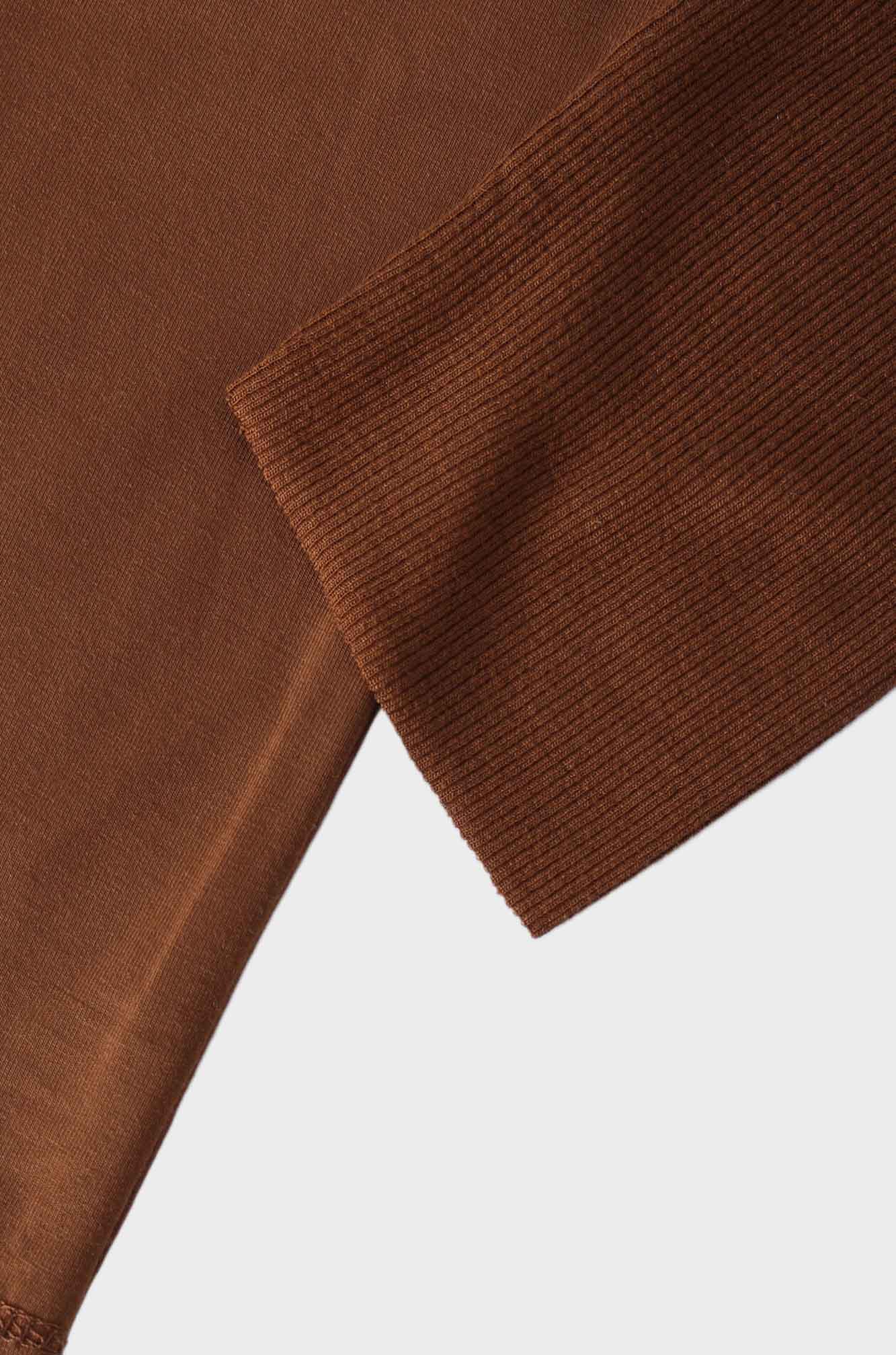 RIBBED BOTTOM T-SHIRT-MOCHA BROWN