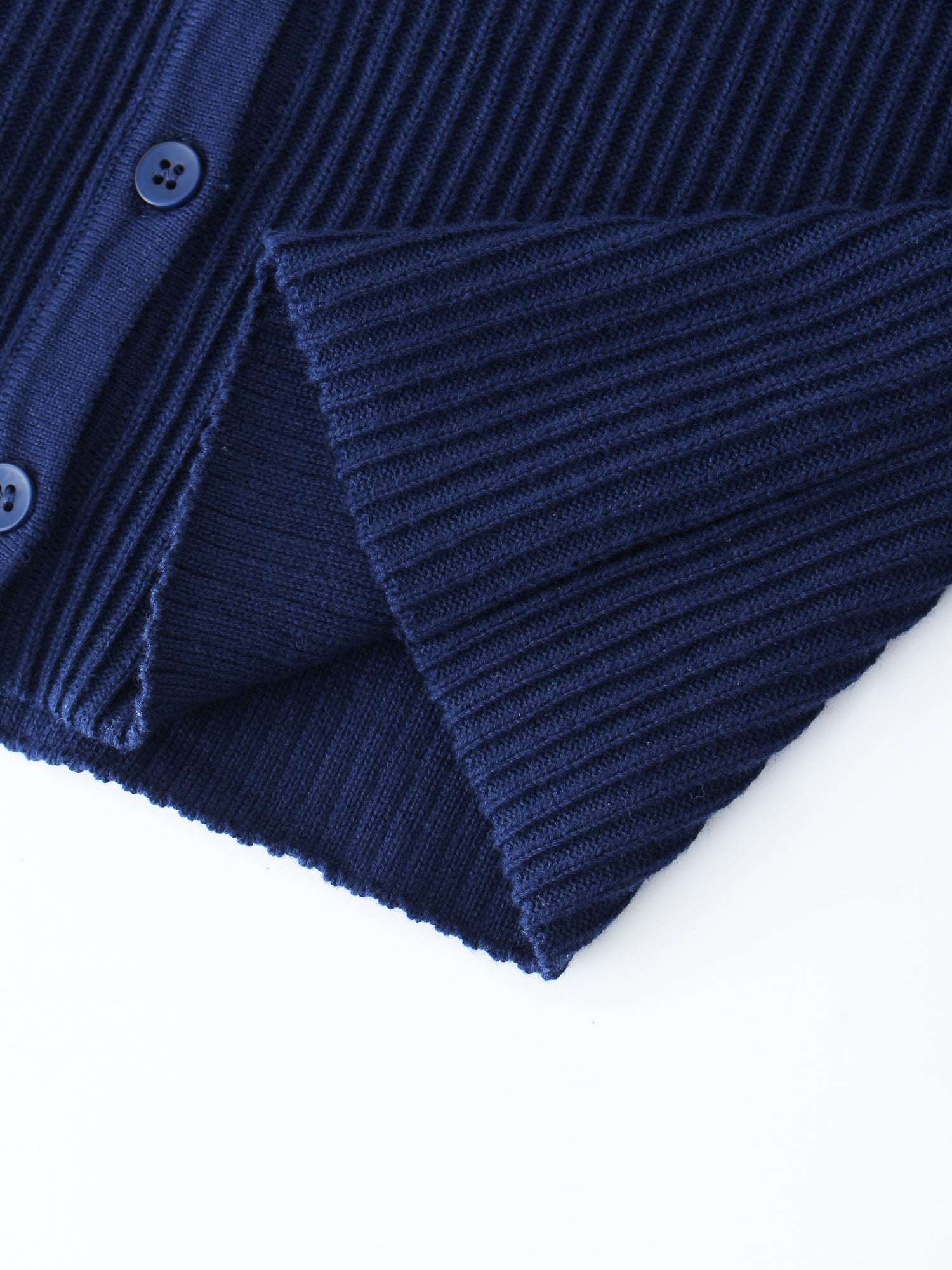 Ribbed Knit Cardigan-Navy