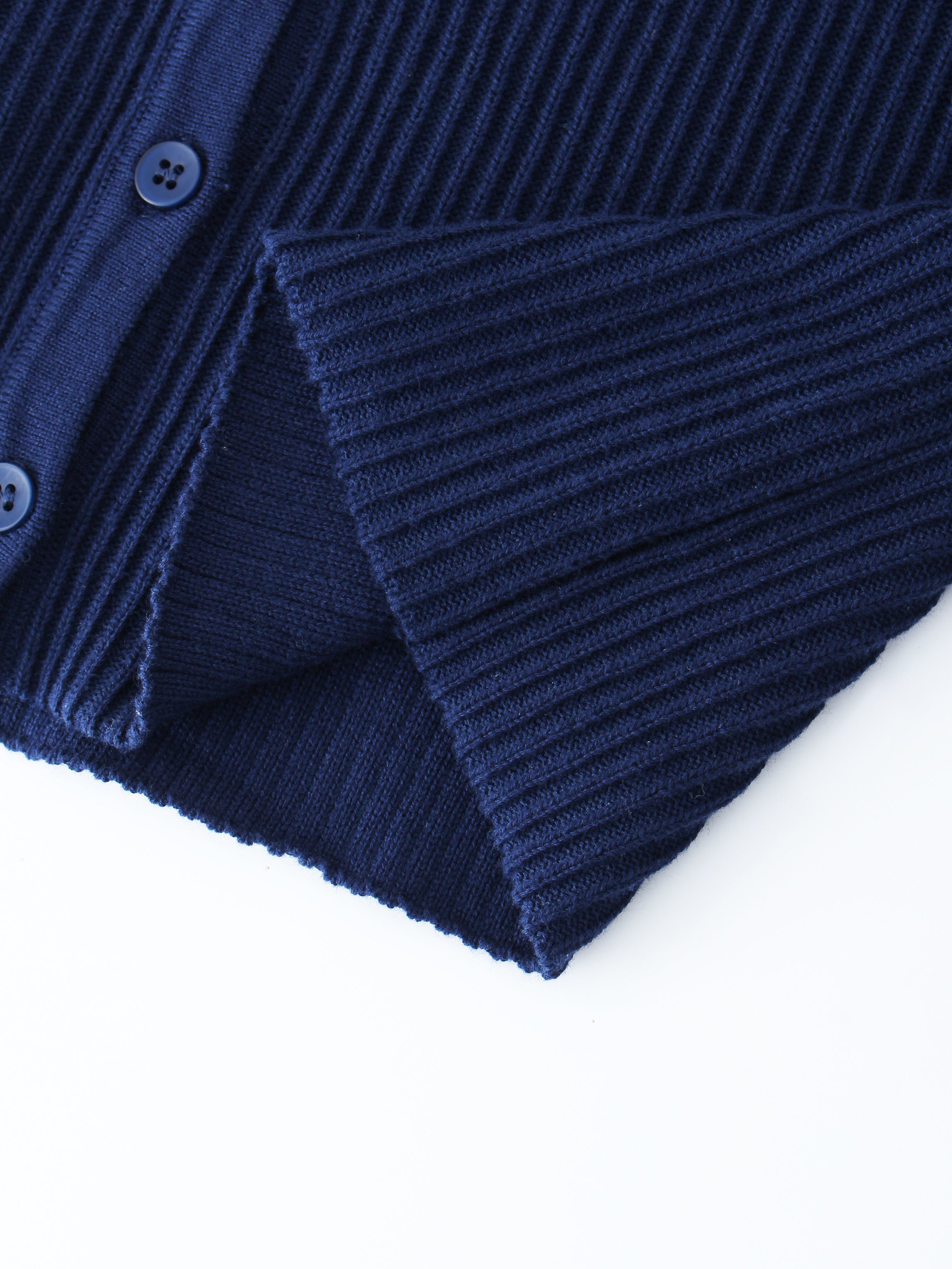 Ribbed Knit Cardigan-Navy