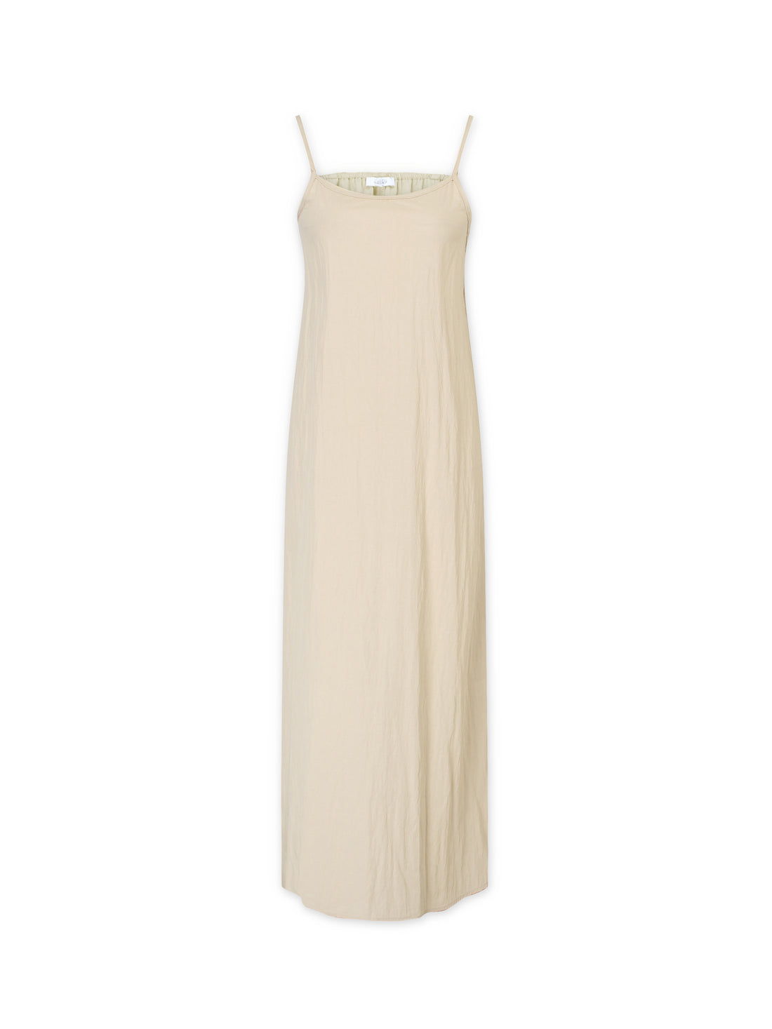 Crinkle Cotton Slip Dress-Tan